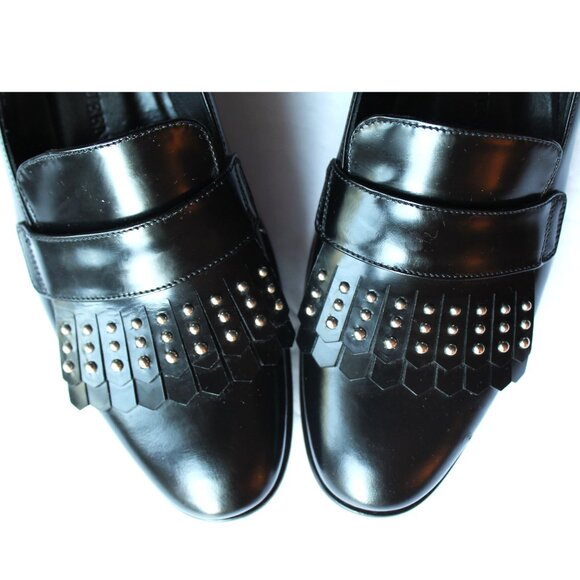 Alexander McQueen Black Leather Micro Studded Loafer / Size 39 / Black Fringe - Picture 6 of 13